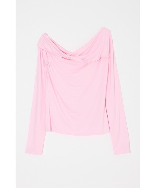 MOUSSY（マウジー）の「ASYMMETRY TWIST NECK トップス（Tシャツ/カットソー・レディース・ブラック/杢グレー/ライトピンク・FREE）」の18枚目の写真