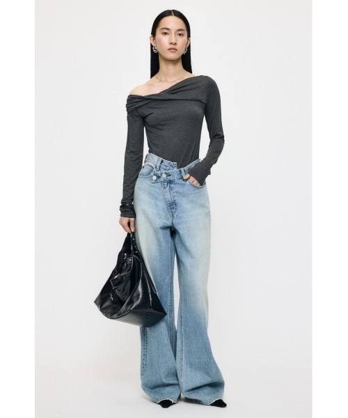 moussy ASYMMETRY トップス ASYMMETRY CROSS L/S TOPS/アシンメトリークロスロングスリーブ
