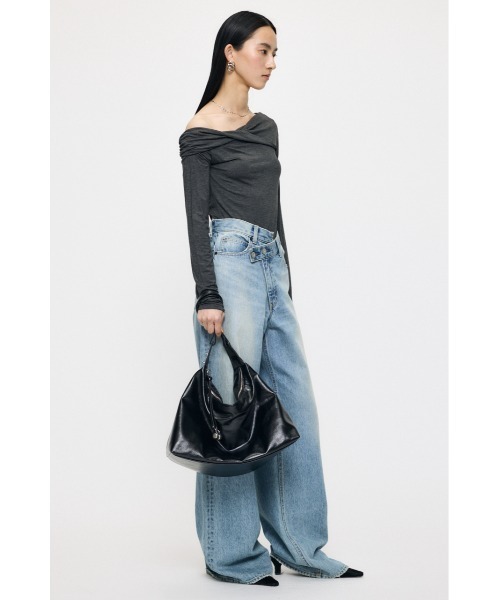 MOUSSY（マウジー）の「ASYMMETRY TWIST NECK トップス（Tシャツ/カットソー・レディース・ブラック/杢グレー/ライトピンク・FREE）」の22枚目の写真