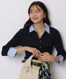 JUSGLITTY | ７分袖シャツカラーニット(ニット/セーター)