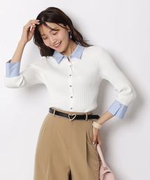 JUSGLITTY | ７分袖シャツカラーニット(ニット/セーター)