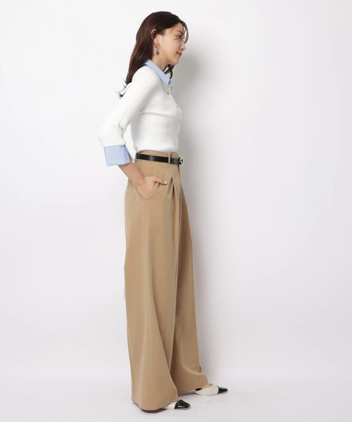 JUSGLITTY(ジャスグリッティー)の「7分袖シャツカラーニット(ニット/セーター・レディース・グレイッシュベージュ/ミント/ネイビー/ホワイト・2)」の10枚目の写真