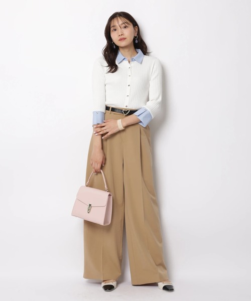 JUSGLITTY(ジャスグリッティー)の「7分袖シャツカラーニット(ニット/セーター・レディース・グレイッシュベージュ/ミント/ネイビー/ホワイト・2)」の11枚目の写真