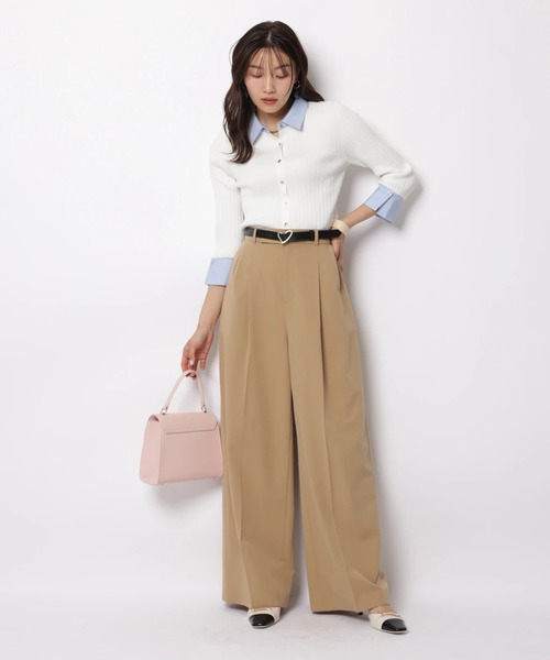 JUSGLITTY(ジャスグリッティー)の「7分袖シャツカラーニット(ニット/セーター・レディース・グレイッシュベージュ/ミント/ネイビー/ホワイト・2)」の13枚目の写真