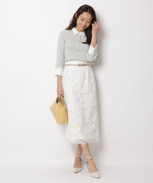 JUSGLITTY(ジャスグリッティー)の「7分袖シャツカラーニット(ニット/セーター・レディース・グレイッシュベージュ/ミント/ネイビー/ホワイト・2)」の21枚目の写真