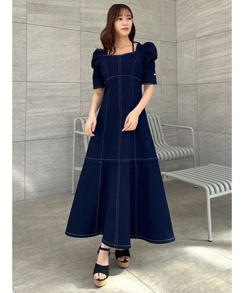 dazzlin(ダズリン)の「2WAYスイッチングステッチワンピース(ワンピース・レディース・その他1/インディゴブルー/オフホワイト・MEDIUM/SMALL)」の7枚目の写真