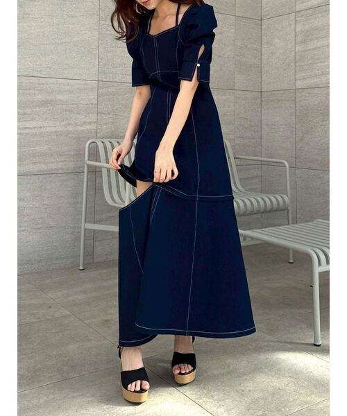 dazzlin(ダズリン)の「2WAYスイッチングステッチワンピース(ワンピース・レディース・その他1/インディゴブルー/オフホワイト・MEDIUM/SMALL)」の8枚目の写真