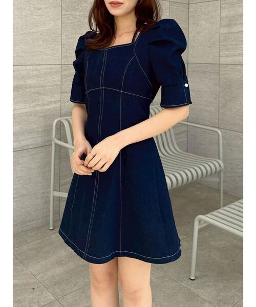 dazzlin(ダズリン)の「2WAYスイッチングステッチワンピース(ワンピース・レディース・その他1/インディゴブルー/オフホワイト・MEDIUM/SMALL)」の9枚目の写真