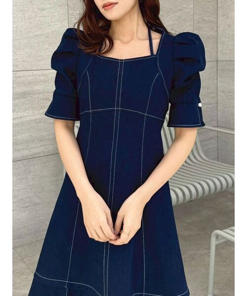 dazzlin(ダズリン)の「2WAYスイッチングステッチワンピース(ワンピース・レディース・その他1/インディゴブルー/オフホワイト・MEDIUM/SMALL)」の15枚目の写真
