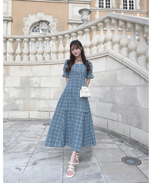 dazzlin 2WAYスイッチングステッチワンピース　インディゴ 2WAYスイッチングステッチワンピース（ワンピース）｜dazzlin