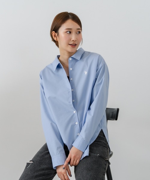 U.S. POLO ASSN.(ユーエスポロアッスン)の「【U.S. POLO ASSN./ユーエスポロアッスン】【気になるお尻を自然にカバー】ブロードシャツ やや長め丈 着痩せ効果(シャツ/ブラウス・レディース・ネイビー/サックスブルー/ピンク/ブルー・LARGE/MEDIUM)」の17枚目の写真