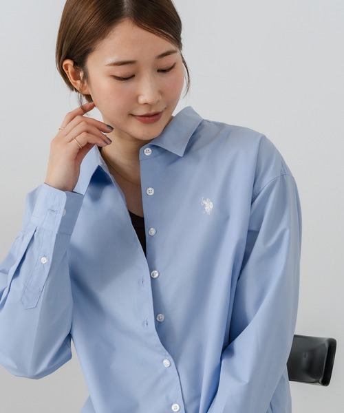 U.S. POLO ASSN.(ユーエスポロアッスン)の「【U.S. POLO ASSN./ユーエスポロアッスン】【気になるお尻を自然にカバー】ブロードシャツ やや長め丈 着痩せ効果(シャツ/ブラウス・レディース・ネイビー/サックスブルー/ピンク/ブルー・LARGE/MEDIUM)」の18枚目の写真