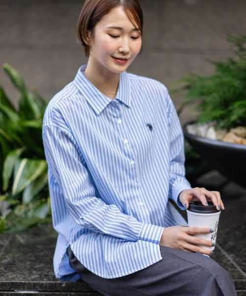 U.S. POLO ASSN.(ユーエスポロアッスン)の「【U.S. POLO ASSN./ユーエスポロアッスン】【気になるお尻を自然にカバー】ブロードシャツ やや長め丈 着痩せ効果(シャツ/ブラウス・レディース・ネイビー/サックスブルー/ピンク/ブルー・LARGE/MEDIUM)」の6枚目の写真