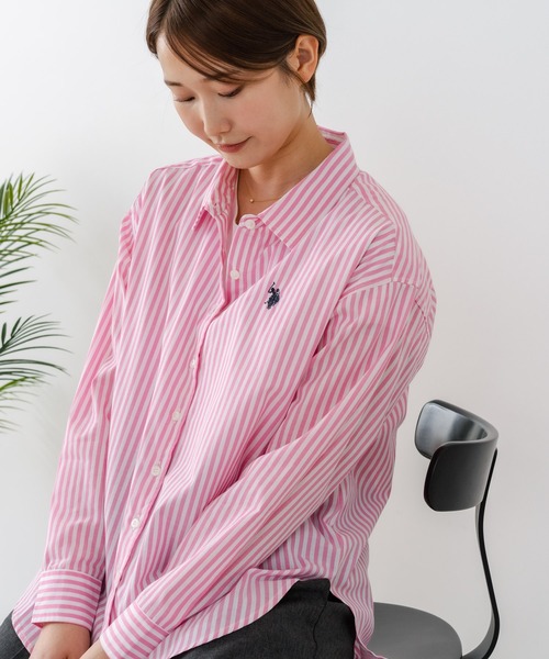 U.S. POLO ASSN.(ユーエスポロアッスン)の「【U.S. POLO ASSN./ユーエスポロアッスン】【気になるお尻を自然にカバー】ブロードシャツ やや長め丈 着痩せ効果(シャツ/ブラウス・レディース・ネイビー/サックスブルー/ピンク/ブルー・LARGE/MEDIUM)」の13枚目の写真