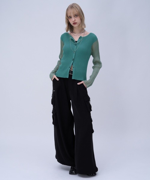 HARE（ハレ）の「ソデシアークルーカーディガン(HARE)（カーディガン/ボレロ・レディース・グリーン/ブラック・FREE）」の5枚目の写真