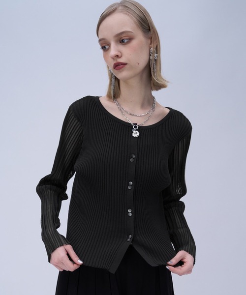 HARE（ハレ）の「ソデシアークルーカーディガン(HARE)（カーディガン/ボレロ・レディース・グリーン/ブラック・FREE）」の9枚目の写真