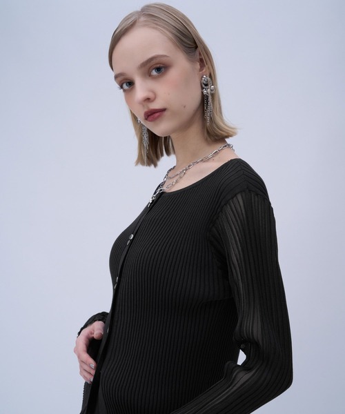 HARE（ハレ）の「ソデシアークルーカーディガン(HARE)（カーディガン/ボレロ・レディース・グリーン/ブラック・FREE）」の14枚目の写真