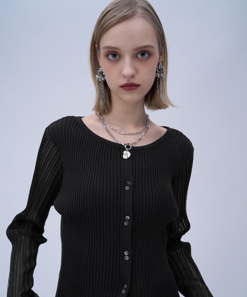 HARE（ハレ）の「ソデシアークルーカーディガン(HARE)（カーディガン/ボレロ・レディース・グリーン/ブラック・FREE）」の15枚目の写真