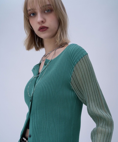 HARE（ハレ）の「ソデシアークルーカーディガン(HARE)（カーディガン/ボレロ・レディース・グリーン/ブラック・FREE）」の18枚目の写真