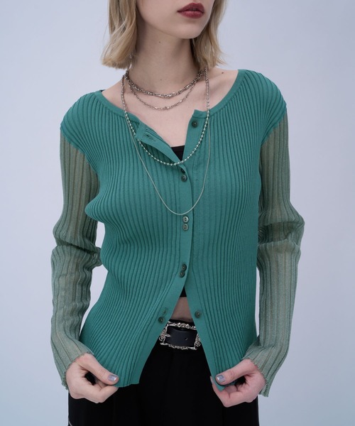 HARE（ハレ）の「ソデシアークルーカーディガン(HARE)（カーディガン/ボレロ・レディース・グリーン/ブラック・FREE）」の19枚目の写真