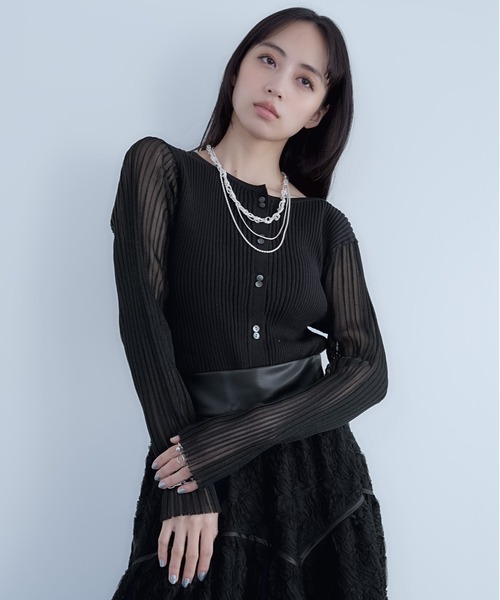 HARE（ハレ）の「ソデシアークルーカーディガン(HARE)（カーディガン/ボレロ・レディース・グリーン/ブラック・FREE）」の7枚目の写真