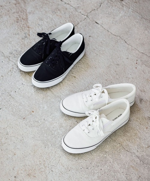 GLOBAL WORK（グローバルワーク）の「らくっションキャンバススニーカー/646778（スニーカー・メンズ・ブラック/オフホワイト・LARGE/MEDIUM）」の16枚目の写真