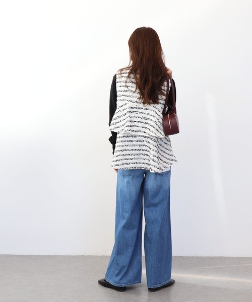 Jines(ジネス)の「ツィードフリルベスト(ベスト・レディース・ホワイト・38)」の3枚目の写真