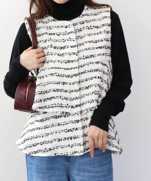 Jines(ジネス)の「ツィードフリルベスト(ベスト・レディース・ホワイト・38)」の4枚目の写真