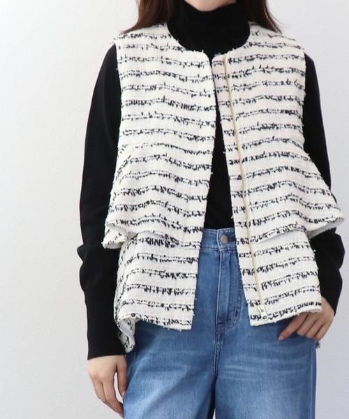 Jines(ジネス)の「ツィードフリルベスト(ベスト・レディース・ホワイト・38)」の5枚目の写真