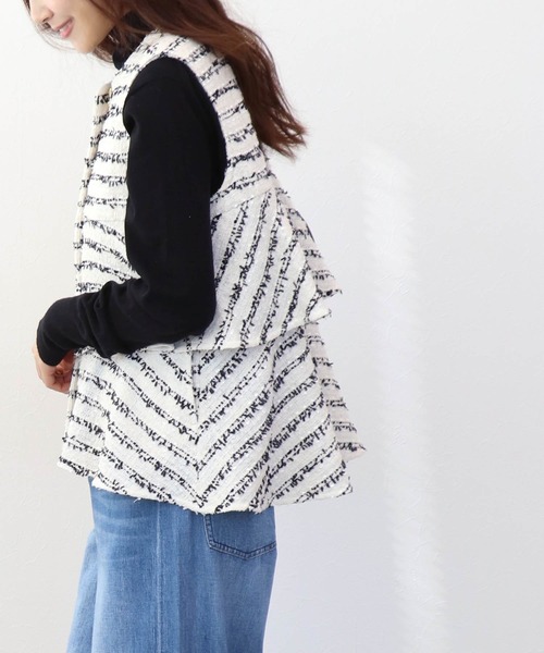 Jines(ジネス)の「ツィードフリルベスト(ベスト・レディース・ホワイト・38)」の6枚目の写真