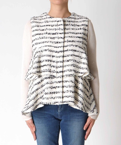 Jines(ジネス)の「ツィードフリルベスト(ベスト・レディース・ホワイト・38)」の7枚目の写真