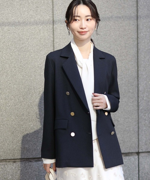 Gready Brilliant（グレディブリリアン）の「金釦ダブルテーラードジャケット（テーラードジャケット・レディース・ネイビー/グレー・FREE）」の8枚目の写真