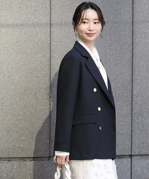 Gready Brilliant（グレディブリリアン）の「金釦ダブルテーラードジャケット（テーラードジャケット・レディース・ネイビー/グレー・FREE）」の10枚目の写真