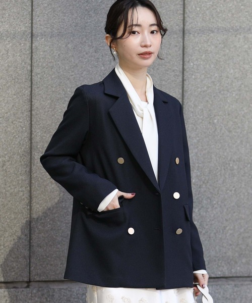 Gready Brilliant（グレディブリリアン）の「金釦ダブルテーラードジャケット（テーラードジャケット・レディース・ネイビー/グレー・FREE）」の11枚目の写真
