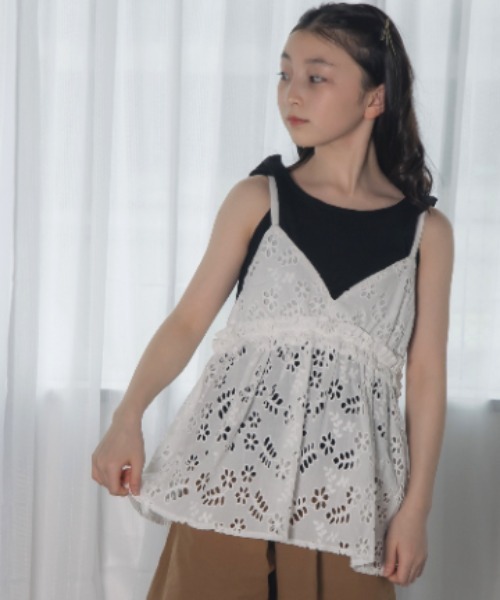 MAKE YOUR DAY(メイクユアデイ)の「無地とボーダーベーシックタンクトップ■150.160cm(タンクトップ・キッズ・ブラック/オフホワイト/ブルー/レッド・150/160)」の9枚目の写真