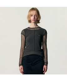 Veiled Mesh Shell LS T-shirt_BLACK