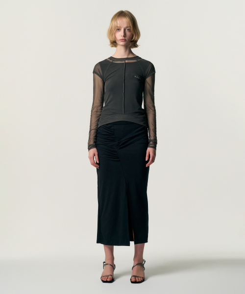 KIMZISU(キムジス)の「Veiled Mesh Shell LS T-shirt_BLACK(Tシャツ/カットソー・レディース・ブラック・SMALL/MEDIUM)」の5枚目の写真