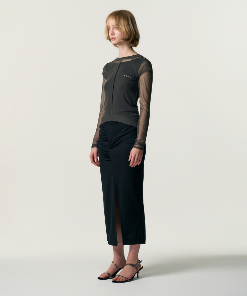 KIMZISU(キムジス)の「Veiled Mesh Shell LS T-shirt_BLACK(Tシャツ/カットソー・レディース・ブラック・SMALL/MEDIUM)」の6枚目の写真