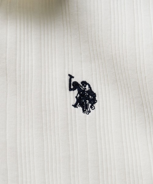U.S. POLO ASSN.(ユーエスポロアッスン)の「GeeRA別注【U.S. POLO ASSN.】ランダムリブライン入りワンポイント刺繍ポロ襟シャツ(ポロシャツ・レディース・ブラック/オフホワイト・MEDIUM/LARGE/X-LARGE)」の16枚目の写真