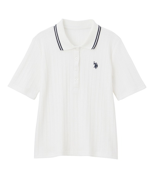 U.S. POLO ASSN.(ユーエスポロアッスン)の「GeeRA別注【U.S. POLO ASSN.】ランダムリブライン入りワンポイント刺繍ポロ襟シャツ(ポロシャツ・レディース・ブラック/オフホワイト・MEDIUM/LARGE/X-LARGE)」の17枚目の写真