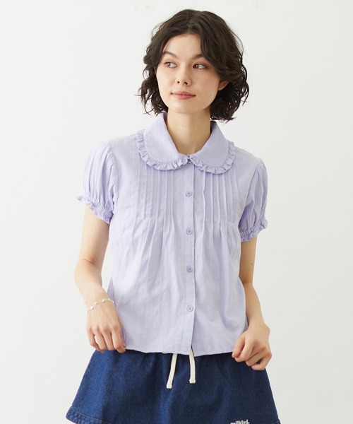 MILKFED.(ミルクフェド)の「COTTON LENO CLOTH SHIRT(シャツ/ブラウス・レディース・ライトパープル/ホワイト/ブラック・ONE SIZE)」の3枚目の写真