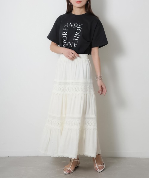 Riberry（リベリー）の「コットンレース切替ティアードスカート（スカート・レディース・アイボリー/ブラック・FREE）」の22枚目の写真