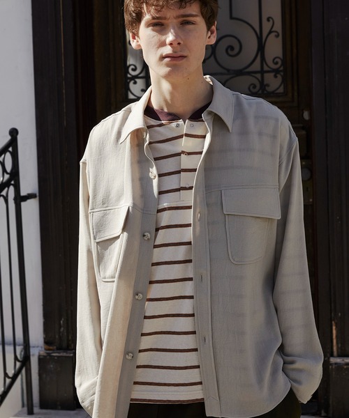 PUBLIC TOKYO（パブリックトウキョウ）の「ナチュラルタッチファティーグシャツ（シャツ/ブラウス・メンズ・アイボリー/ダークネイビー・1/2）」の2枚目の写真