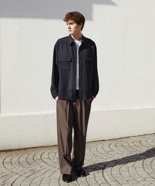 PUBLIC TOKYO（パブリックトウキョウ）の「ナチュラルタッチファティーグシャツ（シャツ/ブラウス・メンズ・アイボリー/ダークネイビー・1/2）」の6枚目の写真