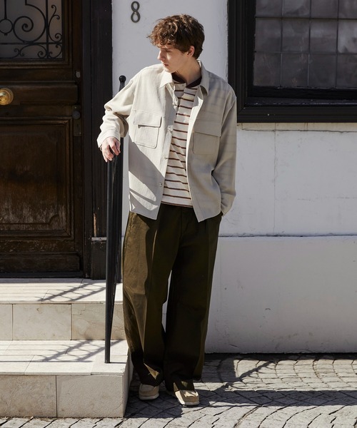 PUBLIC TOKYO（パブリックトウキョウ）の「ナチュラルタッチファティーグシャツ（シャツ/ブラウス・メンズ・アイボリー/ダークネイビー・1/2）」の5枚目の写真