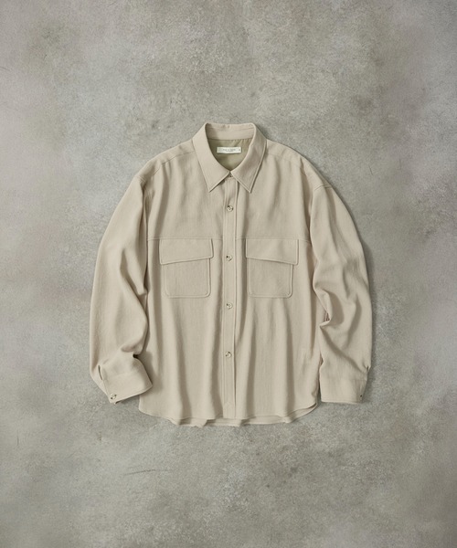 PUBLIC TOKYO（パブリックトウキョウ）の「ナチュラルタッチファティーグシャツ（シャツ/ブラウス・メンズ・アイボリー/ダークネイビー・1/2）」の13枚目の写真