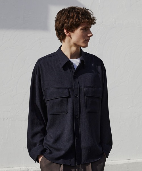 PUBLIC TOKYO（パブリックトウキョウ）の「ナチュラルタッチファティーグシャツ（シャツ/ブラウス・メンズ・アイボリー/ダークネイビー・1/2）」の11枚目の写真