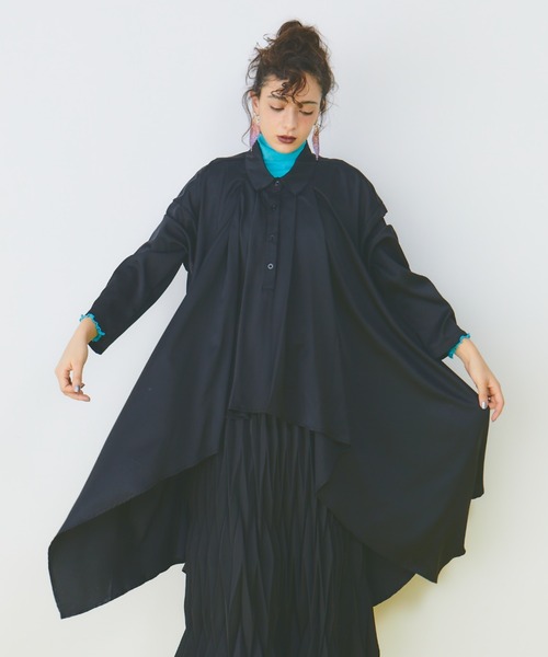 manana suerte（マニャーナスエルテ）の「サイドロングシャツ（シャツ/ブラウス・レディース・ドット/ブラック・FREE）」の15枚目の写真