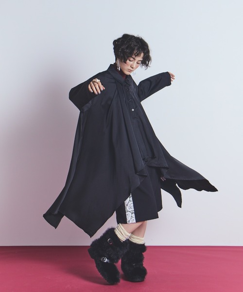manana suerte(マニャーナスエルテ)の「サイドロングシャツ(シャツ/ブラウス・レディース・ドット/ブラック・FREE)」の15枚目の写真