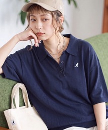 【KANGOL/カンゴール】別注 ワンポイント刺繍 半袖 ニットポロ